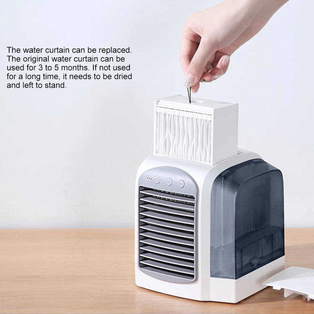 Portable Mini Air Cooler & Humidifier – 380ml USB Desk Fan