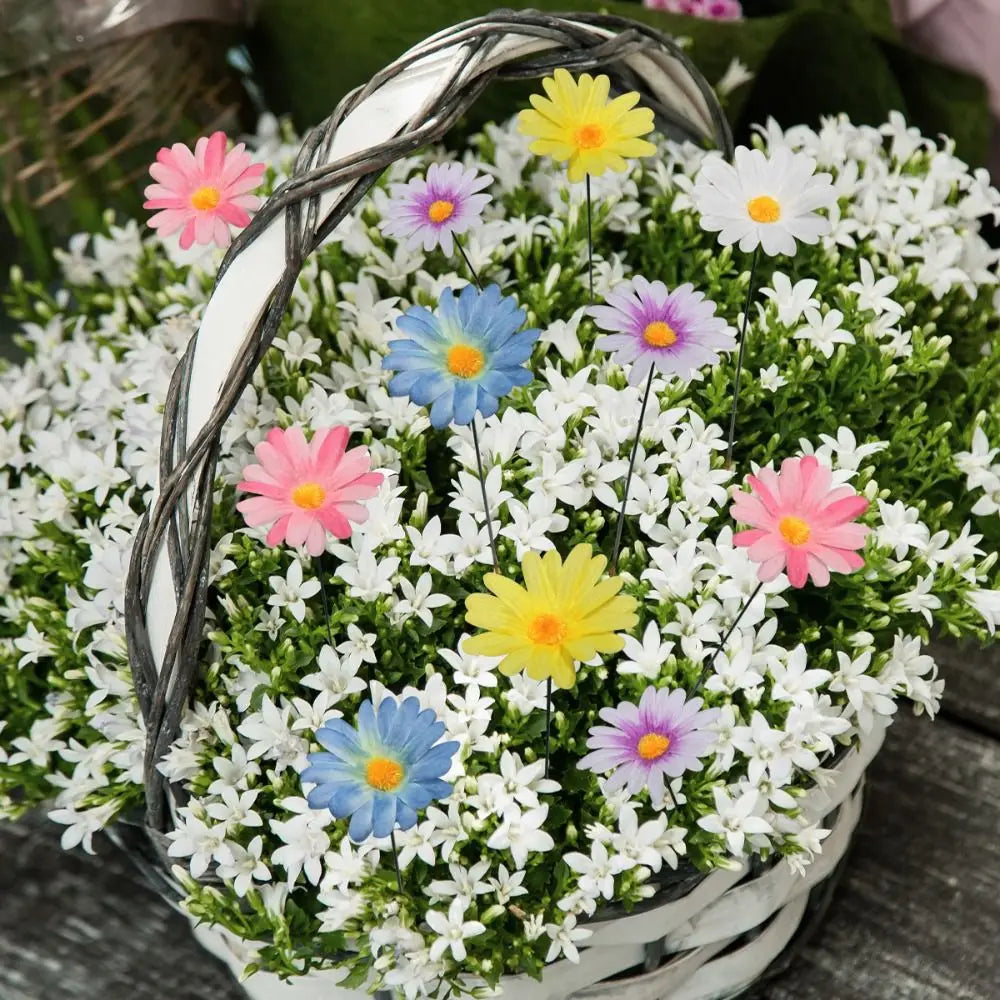 10pcs Metal Decorative Garden Stakes Colorful Art Flower Ground Stake Creative Garden Floor Plugs Potted Plants Oasis Select