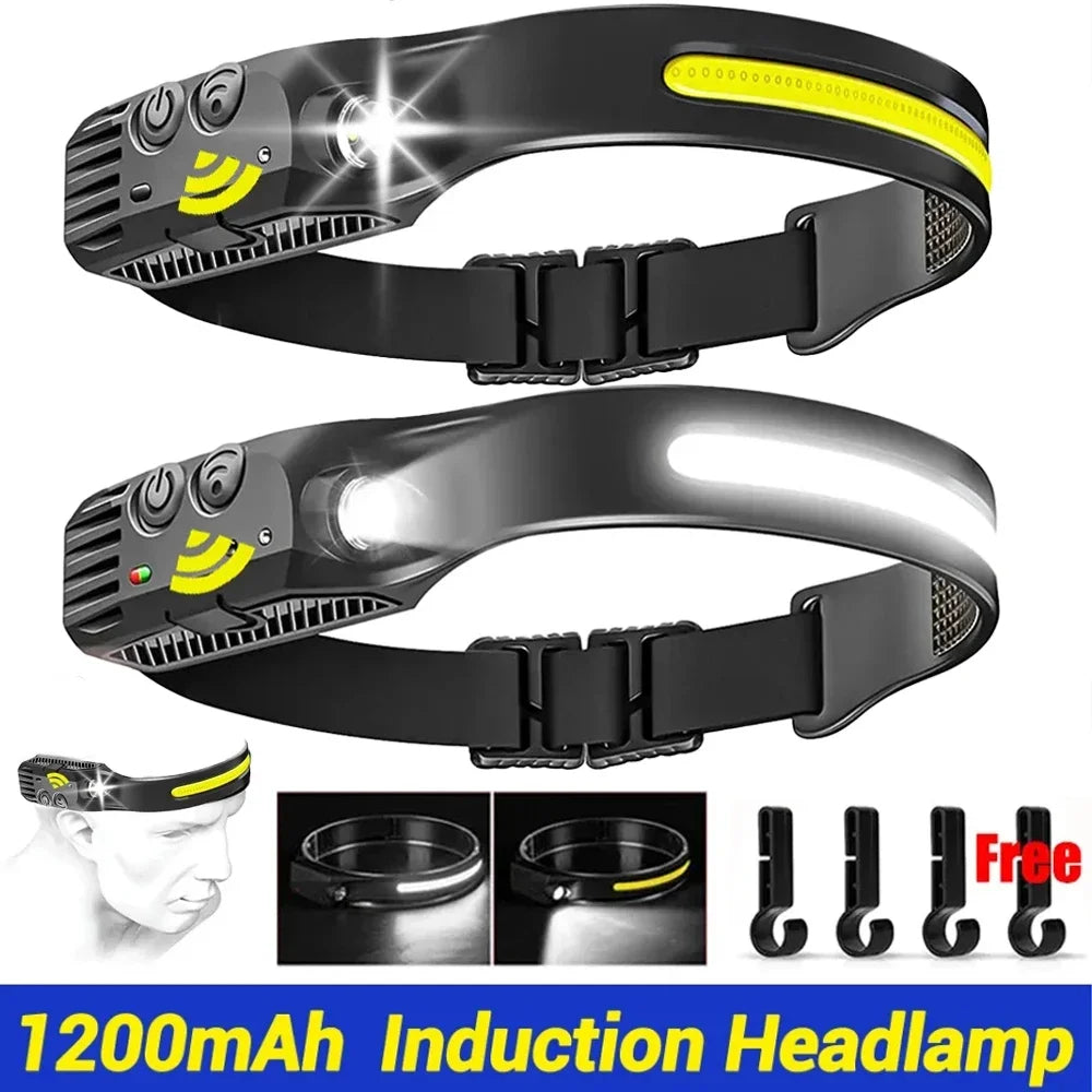 LED Sensor Headlamp USB Rechargeable Led Head Torch Built-in Battery Head Flashlight Outdoor Camping Fishing Headlight Lantern Oasis Select