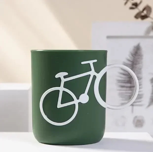 Bicycle Handle Couple Toothbrush Cup PP Mug Juice Water Milk Student Dormitory Cups 400ml Eco-Friendly Wheat Straw Cup Juice Mug Oasis Select 400ml black