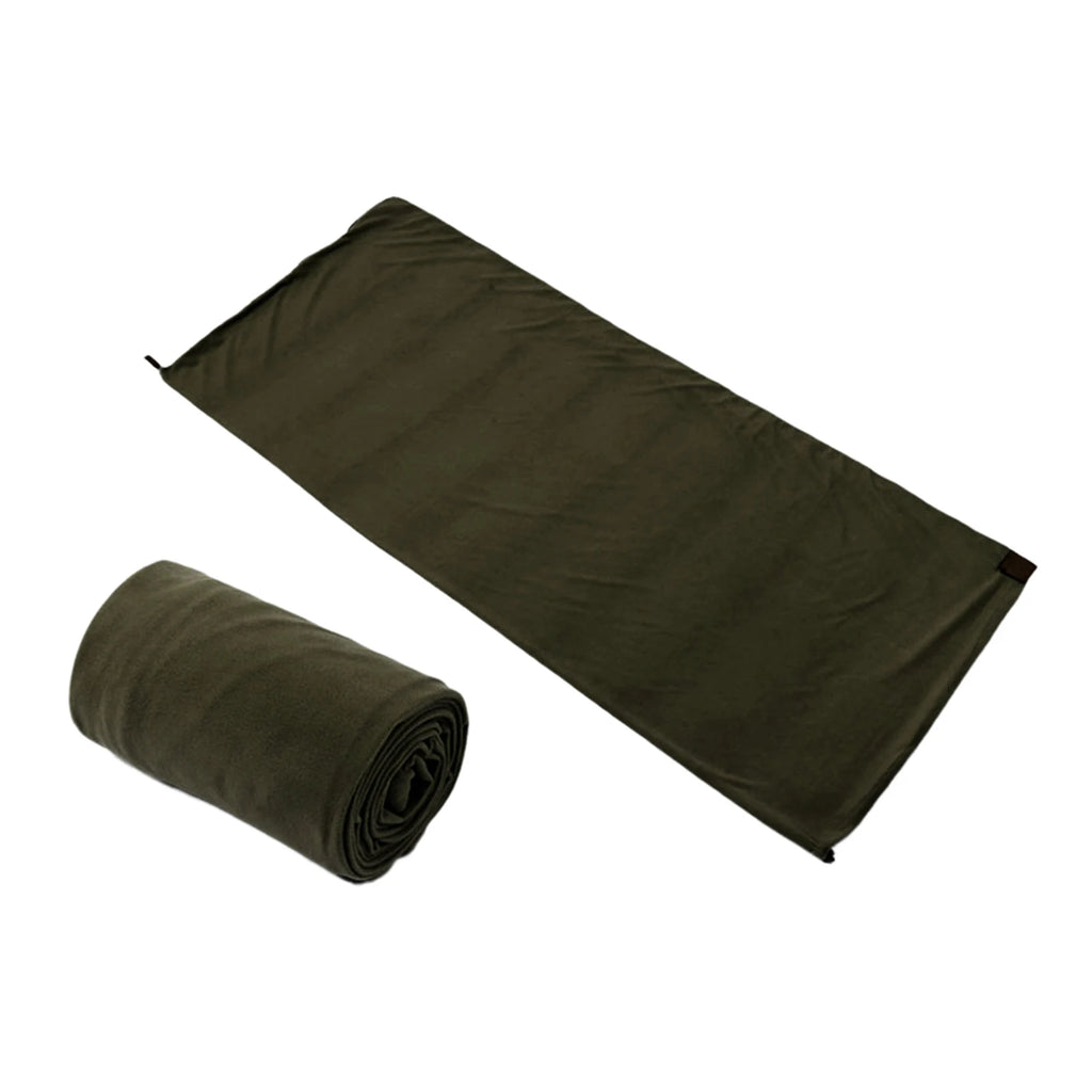 Camping Sleeping Bags Liner Portable Ultralight Fleece Sleeping Bag Warm Liner Camp Tent Bed Mat For Backpacking Camp Supplies Oasis Select Army green