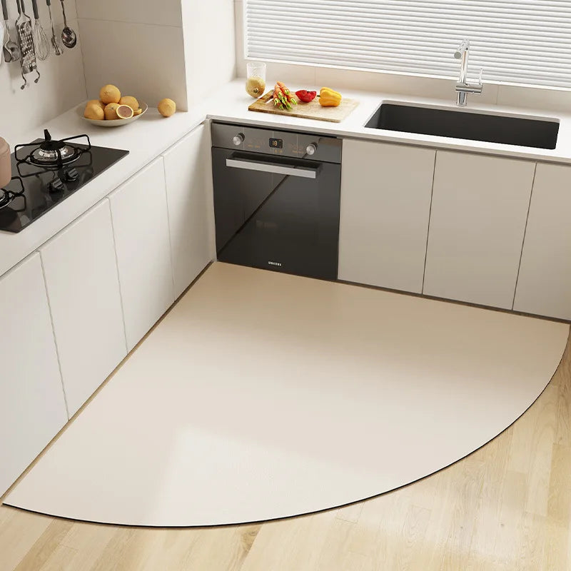 Absorbent Corner Kitchen Floor Mat Long Fan Diatomite Kitchen Rug Soft Washable Carpets Anti Slip Bathroom Entrance Doormat Oasis Select D 70X70cm