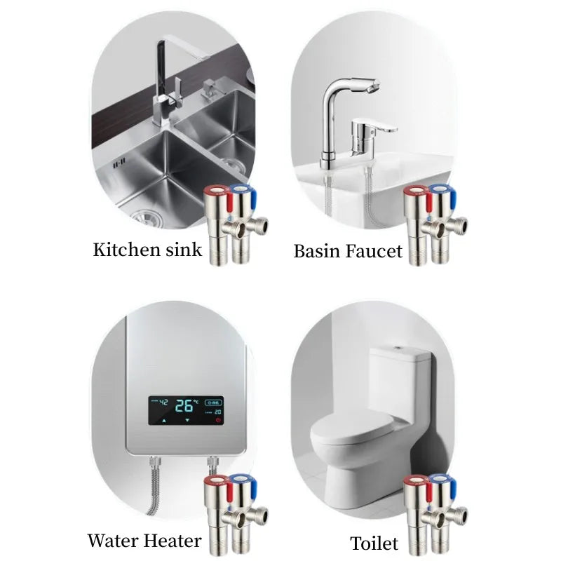 Valve Toilet Water Stop Valve Water Heater Valve Stainless Steel For Bathrooms Kitchens Balconies Toilet Accessories Oasis Select