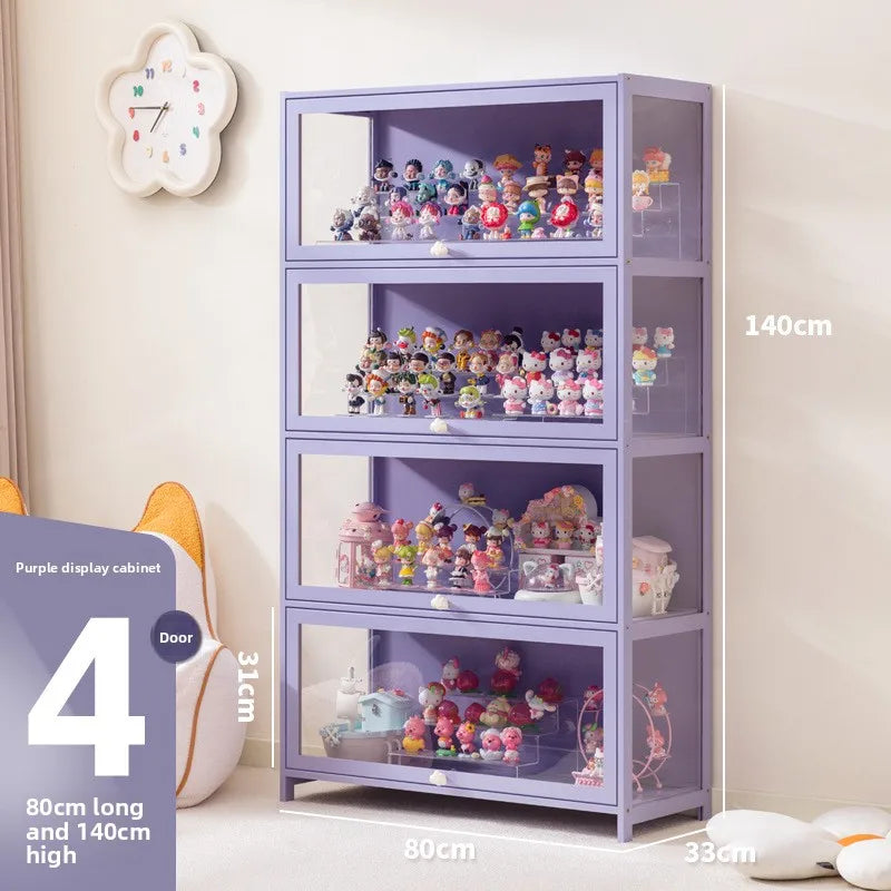 Doll Storage Doll Doll Display Cabinet Transparent Shelf Cotton Plush Display Box Doll Storage Cabinet Oasis Select Four floors 80 long