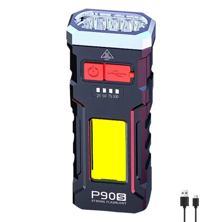 Super Bright USB Rechargeable LED Flashlight 3 Modes Built-in Battery Powered Torch Outdoor Emergency Light for Camping Hiking Oasis Select Package With charger Built-in battery