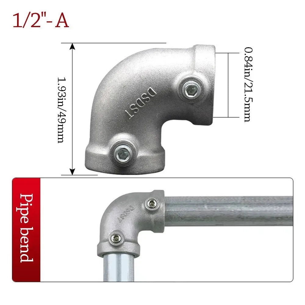 New 1\2''/3\4" Pipe Fitting Connector Aluminum Alloy Steel Fixed buckle Frame Fasteners DIY Corner Circular Pipe Connector pipes Oasis Select 1-2--- A