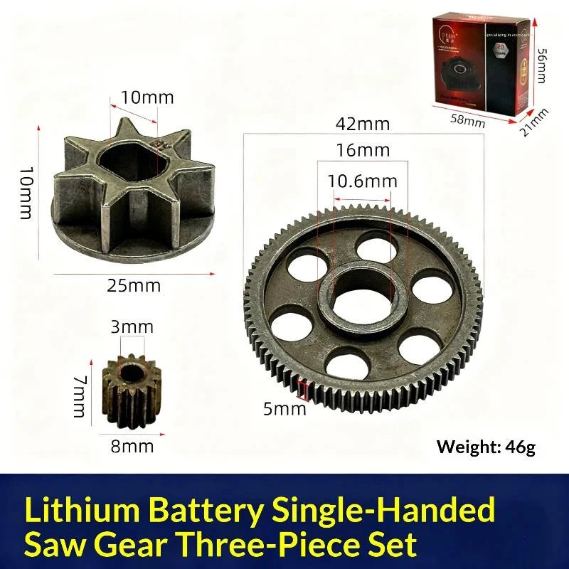 3Pcs Large Gear DIY Kit for Single Hand 4'/6' Mini Electric Li-Ion Chainsaw Felling Saw Essential Tool Set Oasis Select