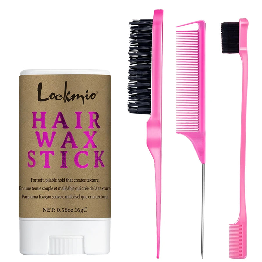 LOCKMIO Women Hair Wax Stick for Wigs Anti-frizz Flyaways Control Styling Wax Long-lasting Smooth Broken Back Hair Pomade Cream Oasis Select 16g Hair Wax-3Comb
