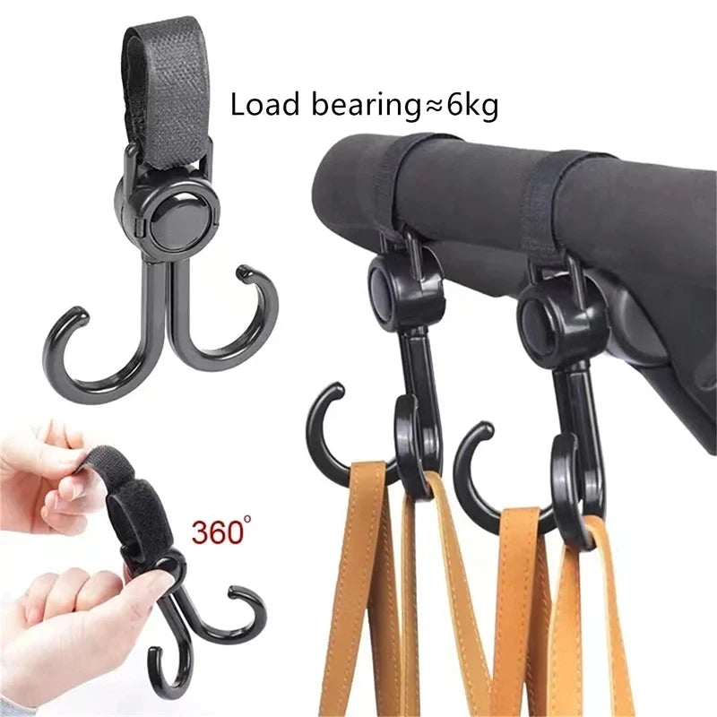 Double Hook Baby Stroller Hanger – 360° Rotation Organizer Stroller Hook Hanger Oasis Select