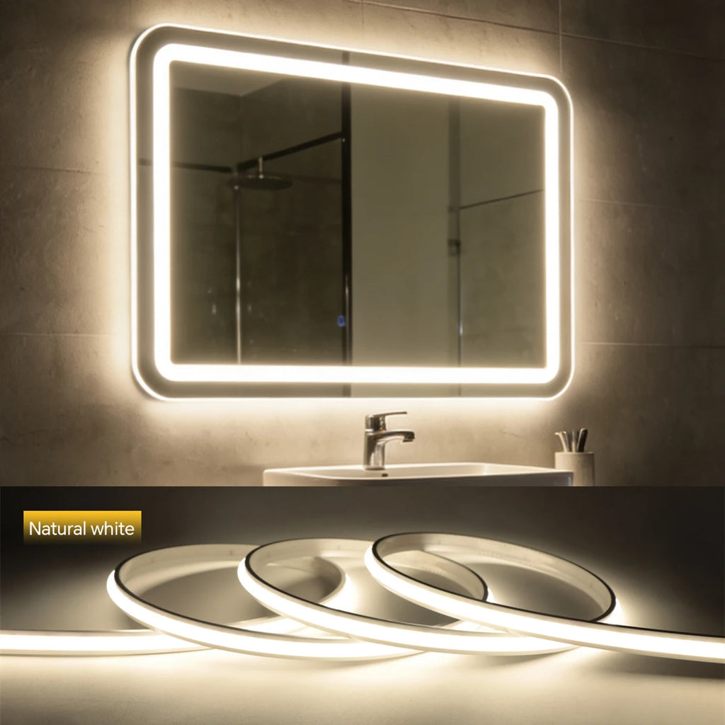 LED Dressing Mirror Backlight Lamp With 220V Swtich EU Plug 280LEDs/m 1-20m High Brightness Light Strip for Livingroom Wardrobe Oasis Select Natural Light 20M 200-240V EU Plug