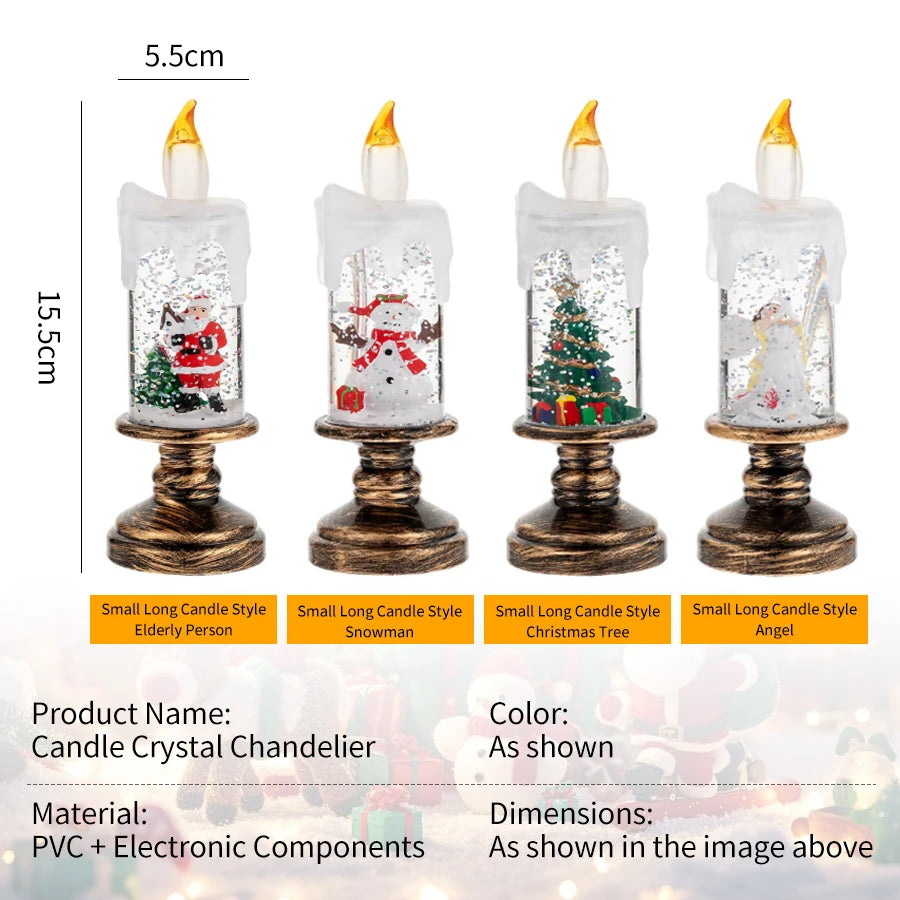 Christmas LED Snowman Crystal Candle Lamp | Flameless Decor LED Candle Lamp Oasis Select