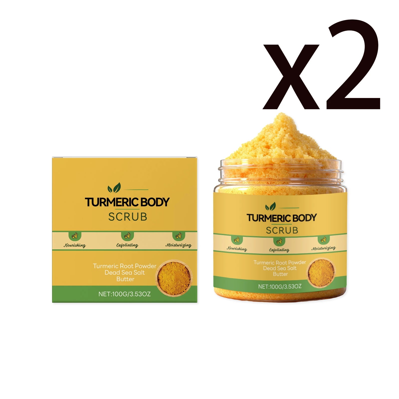 Turmeric Sea Salt Brighten Scrub Deep Clean Dirt Exfoliating Prevent Pore Blockage Improve Drying Soften Keratin Clean Powder Oasis Select 2x100g