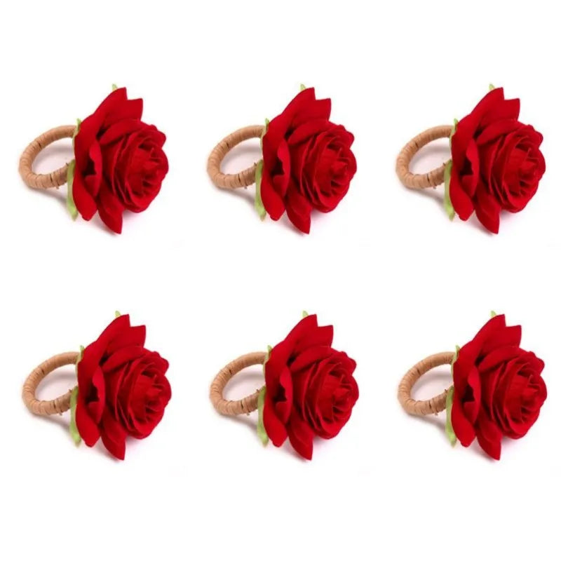 Valentine's Day Decoration Simulation Flower Napkin Ring Hotel Wedding Party Ornament Napkin Holder Napkin Circle Buckle Oasis Select