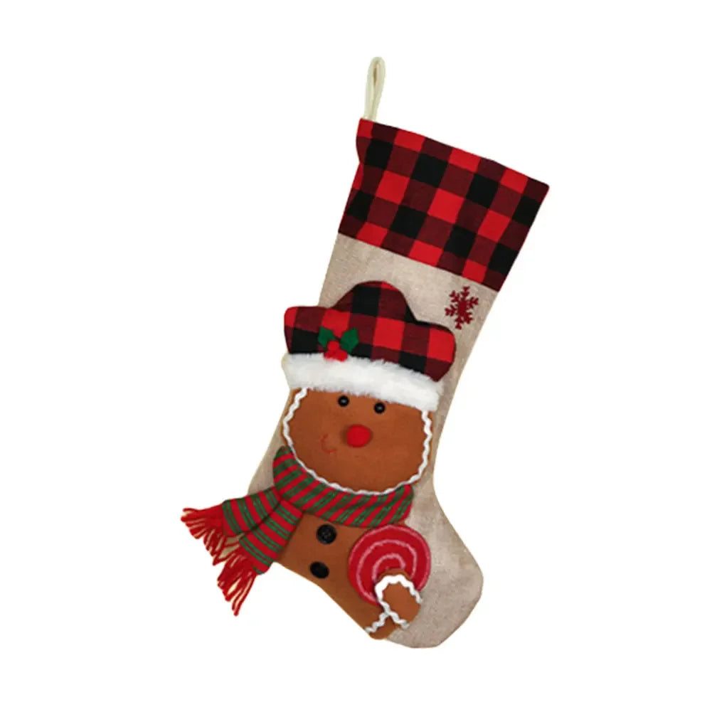 3D Plush Designs Christmas Stocking Charming Holiday Characters Spacious Capacity For Kids Christmas Stocking For Kids Oasis Select biscuit China Mainland