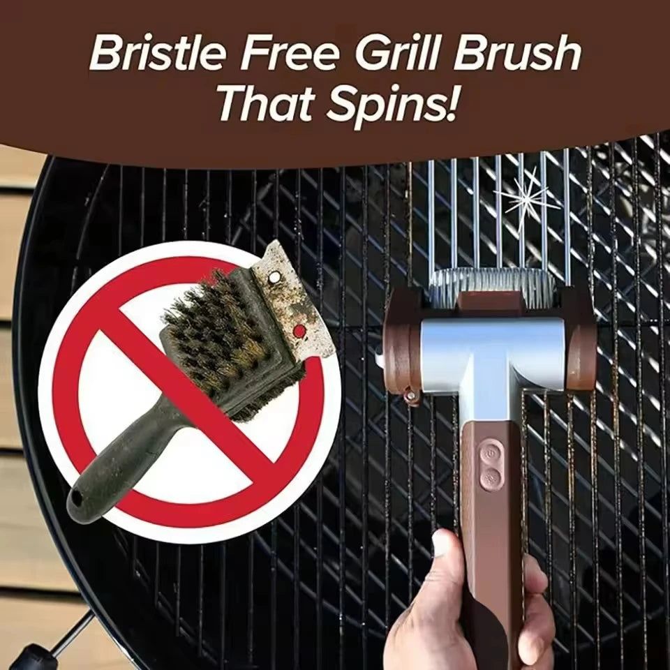 Electric Roller Grill Brush with Replaceable Brush Head Stainless Steel Grill Cleaner Rechargeable Barbecue Cleaner Tools Oasis Select