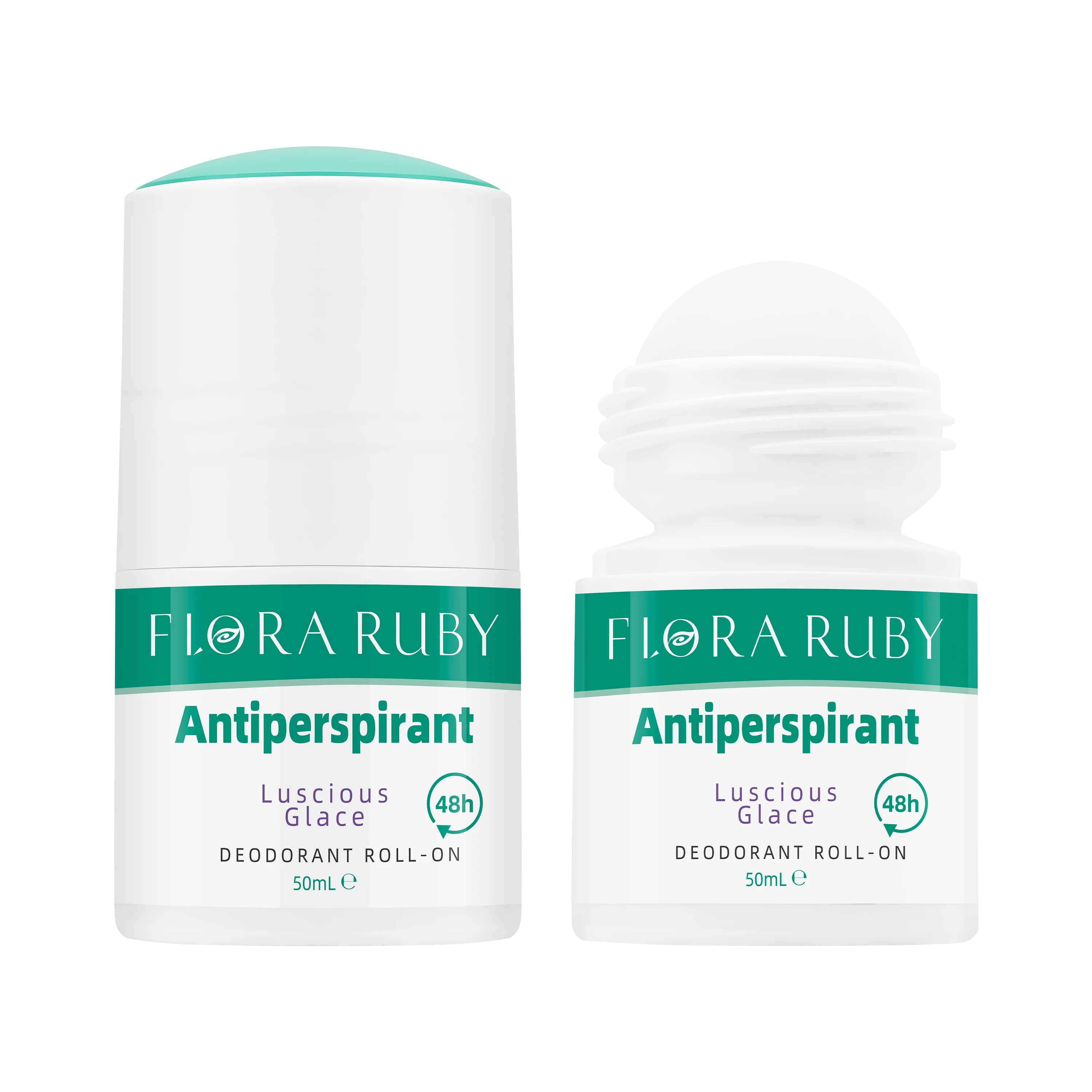 Flora Ruby deodorant rool on, 24-hour anti sweat and deodorizing, long-lasting freshness, easy to carry Oasis Select Luscious Glace