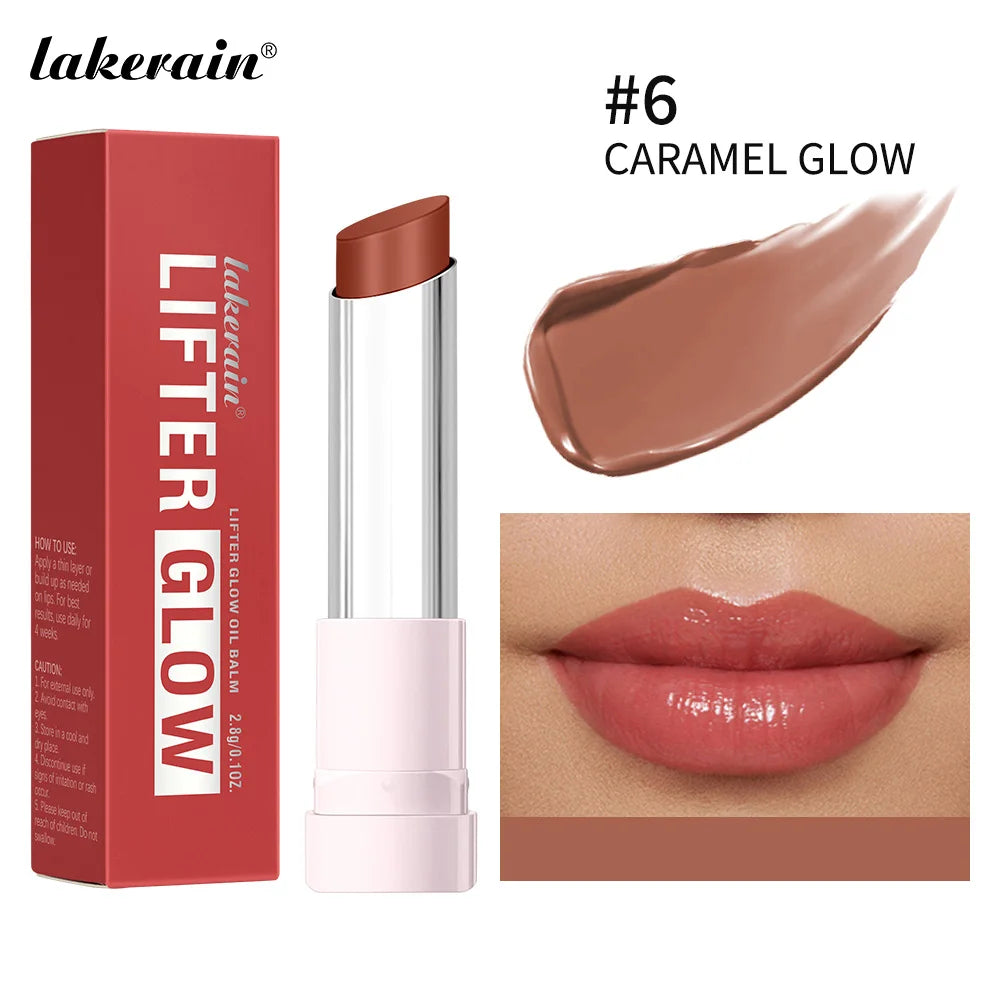 Lakerain Glow Oil Balm Long-lasting Moisturizing Lip Oil Balm Smooth Moisturizing Daily Lips Care Pink Natural Cosmetics Makeup Oasis Select 6 CARAMEL GLOW