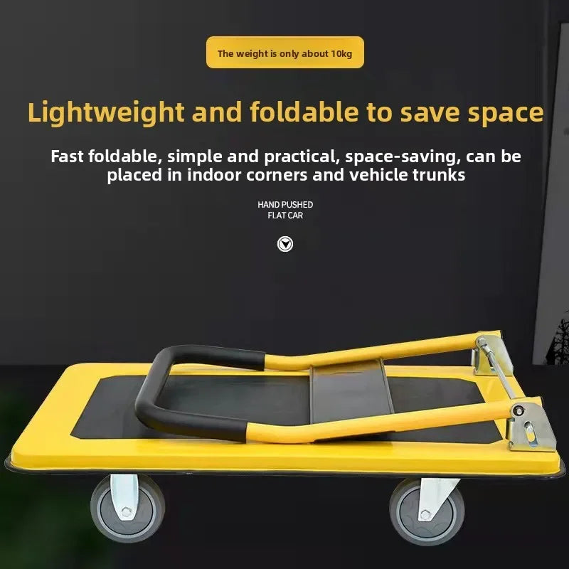 Multi-functional Silent trolley Steel trolley Pull goods Folding flatbed truck Small trailer Truck Supermarket storage Oasis Select