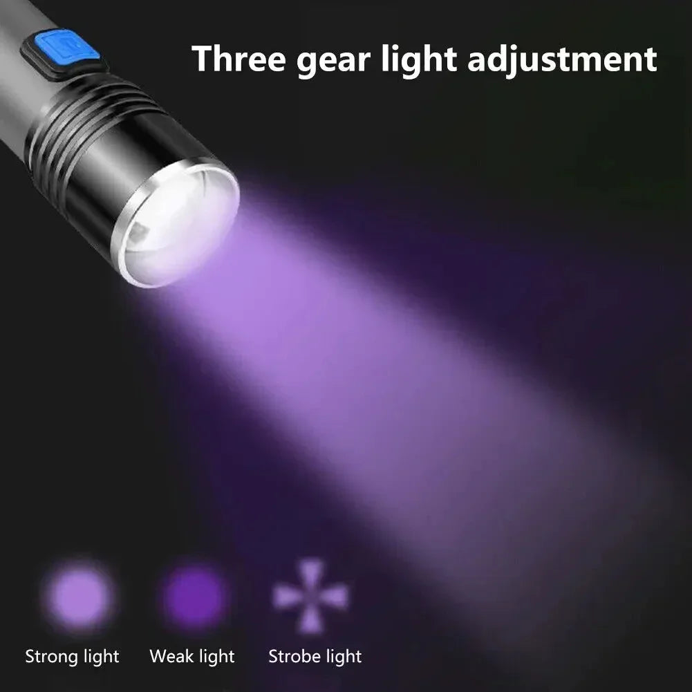 395nm UV Blacklight Flashlight | Zoomable USB Rechargeable