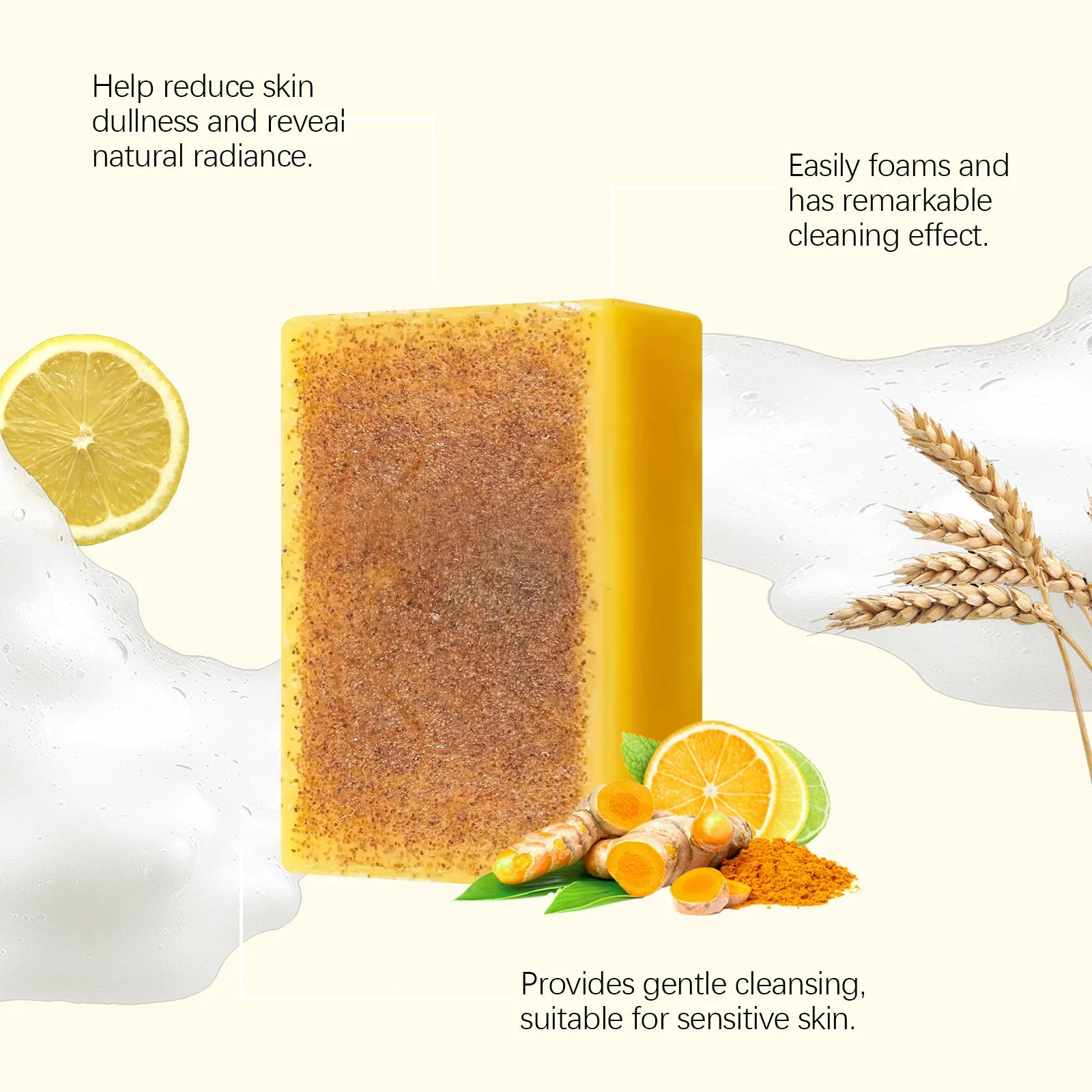 Lemon Turmeric Body Brightening Soap Deep Clean Moisturizing Exfoliation Oil Control Keep Refresh Kojic Acid Skin Cleansing Soap Oasis Select