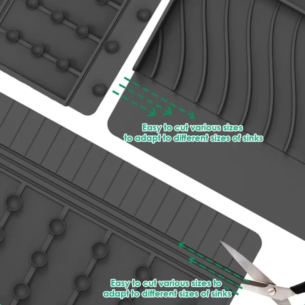 Durable Silicone Sink Splash Guard Sucker Can Be Cropped Sink Edge Protector Non-Slip Oil-Proof Drainage Mat Bathroom Oasis Select