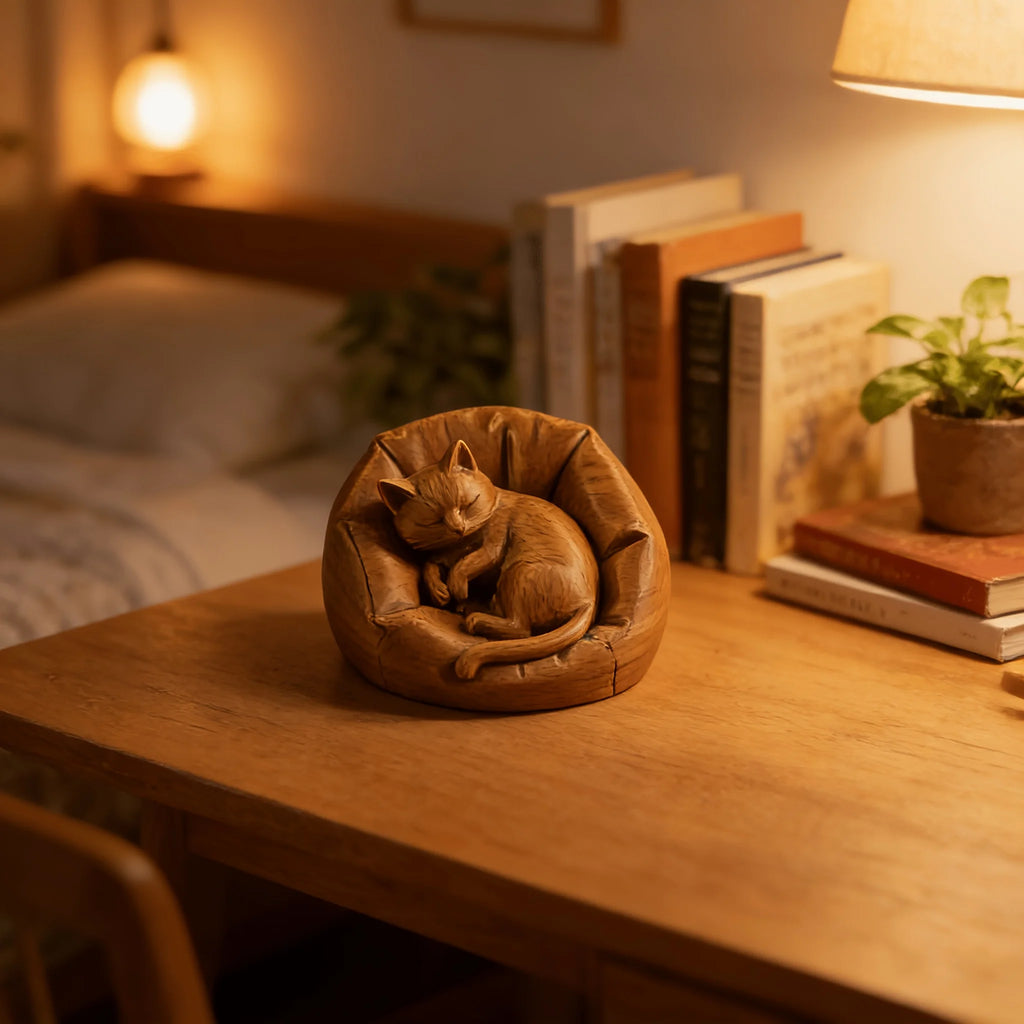 Sleeping Lazy Cat Sofa Miniature Figurine 3D Printing Cat Statues Cute Animal Sculpture Ornaments Home Office Desktop Decor Gift Oasis Select