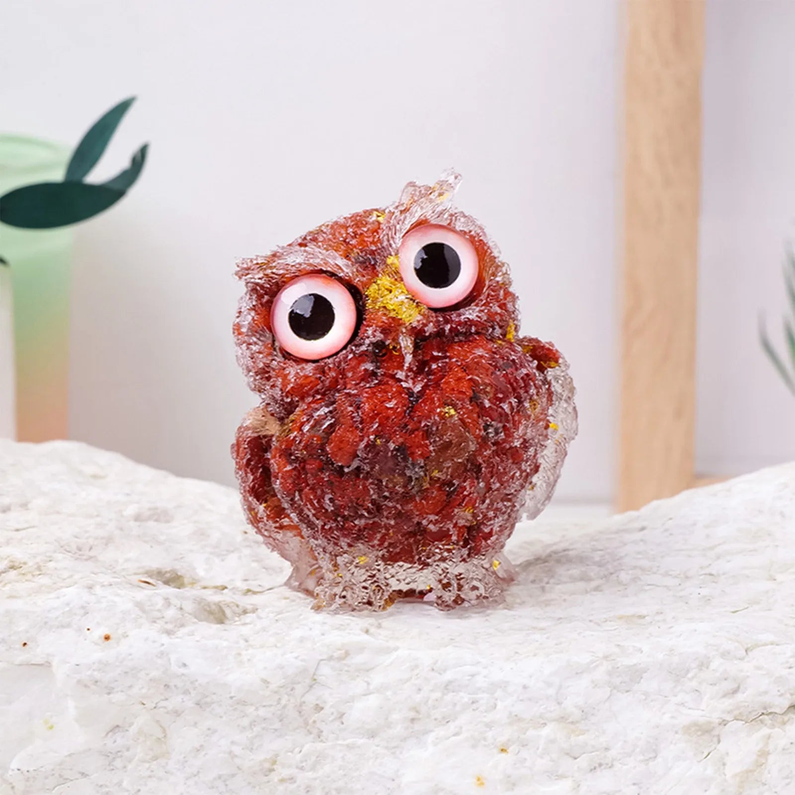 1PC Natural Owl Amethyst Rose Quartz Cute Animal Image Macadam Drip Glue Resin Owl Household Supplies Desktop Ornament Oasis Select D One Size