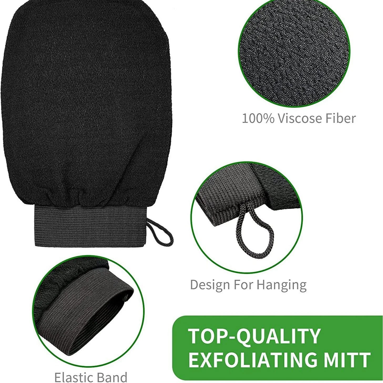 Exfoliating Glove for Body & Face - Bath & Shower Scrub for Deep Cleaning, Tan Removal and Massage Oasis Select