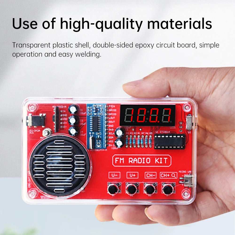 DIY FM Radio Electronic Kit 50-108MHz Adjustable IC RDA5807 with LED Digital Display DIY Soldering Kit 3W Speaker Dual Power Oasis Select