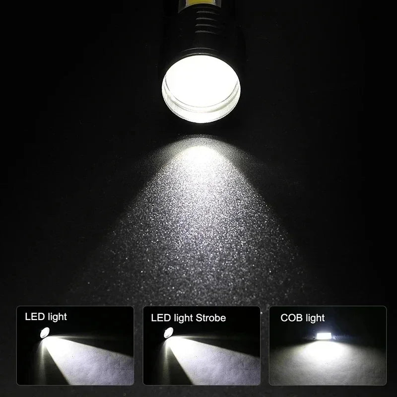 KDULIT Mini Portable Flashlight COB+XPE Zoomable Torch USB Rechargeable Outdoor Camping Fishing Long Range Emergency Lantern Oasis Select