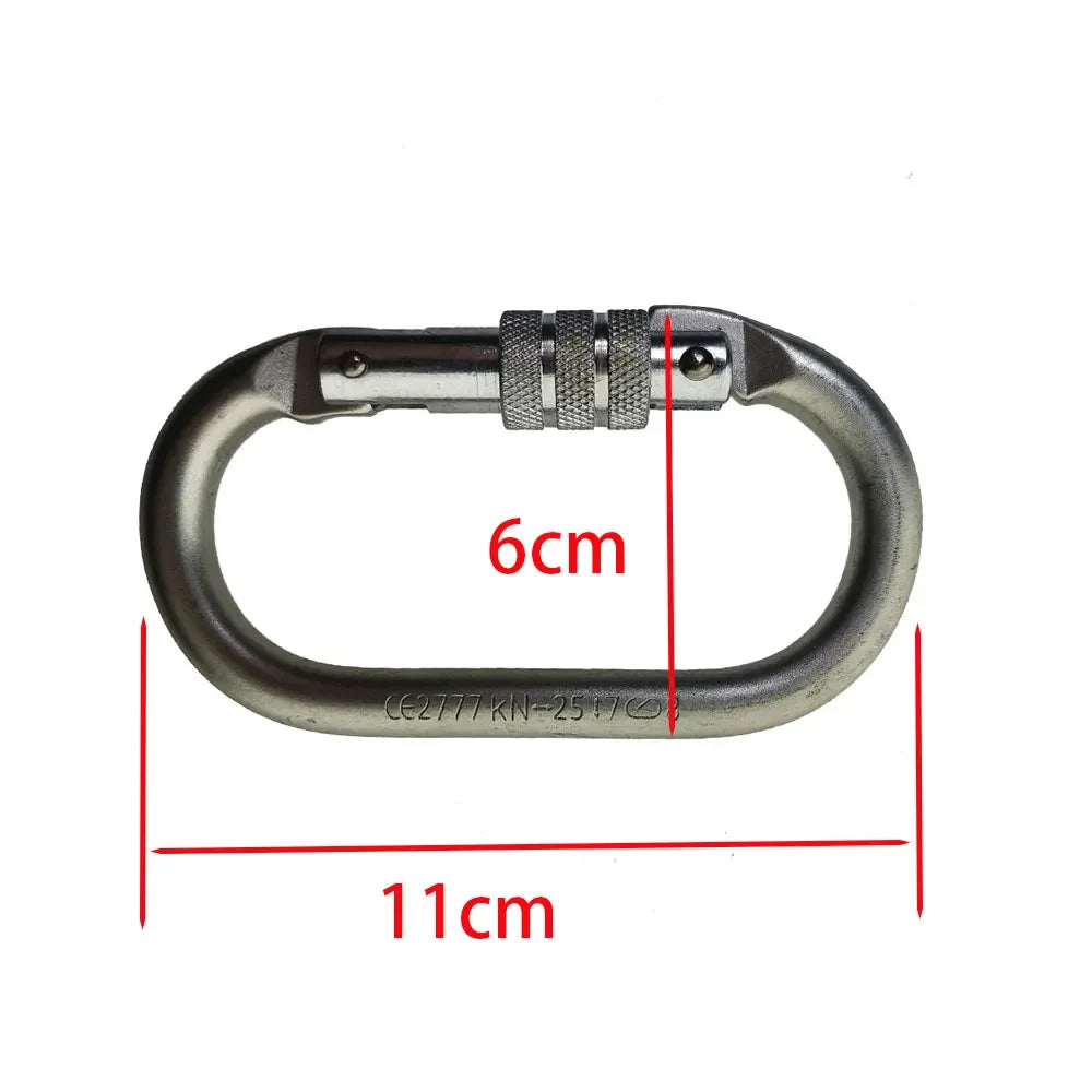 Alloy Steel Oval-Shape 25KN Rock Climbing Hiking Screw Locking Carabiner Keychain Spring Snap Clip Hooks Oasis Select