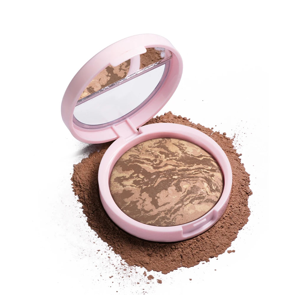 NEW YORK Baked Brighten Color Correcting Powder Foundation Fair Buildable Light to Medium Coverage Demi-Matte Natural Finish Oasis Select