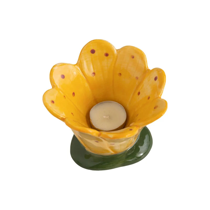 Hand-painted Ceramic Flowers Cup Aromatherapy Candle Cup Nordic Simple Candlestick Utensils Empty Cup Girls Birthday Gift Oasis Select