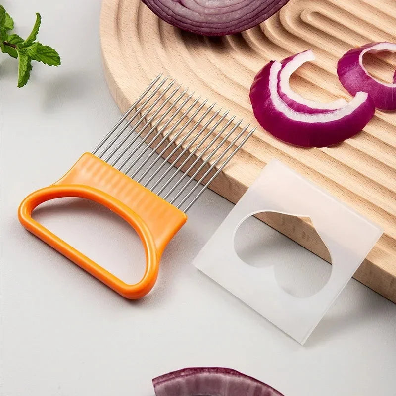Stainless Steel Onion Holder Slicer Needle Fork Vegetable Fruit Slicer Tomato Cutting Holder Kitchen Tools Accessories Oasis Select