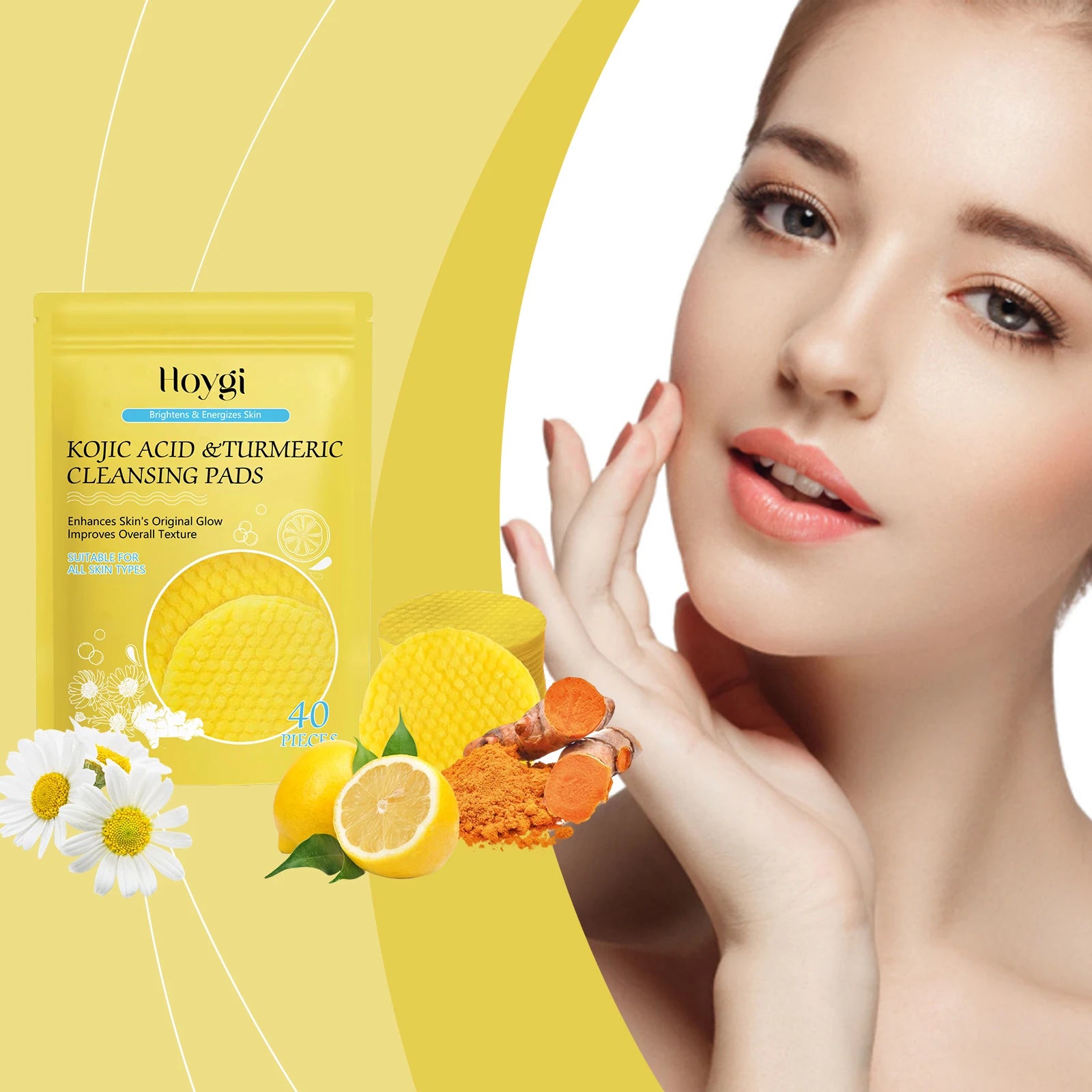 Turmeric Kojic Acid Cleansing Pad Pore Cleanser Makeup Remover Exfoliator Oil Control Brightening Smooth Facial Washing Sponge Oasis Select
