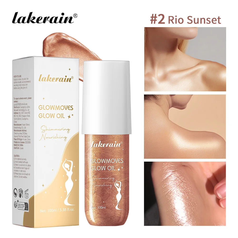 Glowmotions Glow Body Oil 100ml Hydrating Softening Brazilian Shimmer Bronze Non-Greasy Non-Sticky Formula for Beachside Party Oasis Select 2Rio Sunset