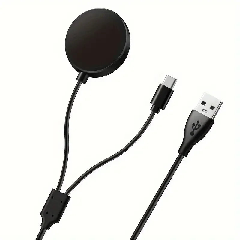 2-in-1 USB-C Charger for Samsung Galaxy Watch 7/6/5 & Phone Smartwatch Charger Cable Oasis Select black