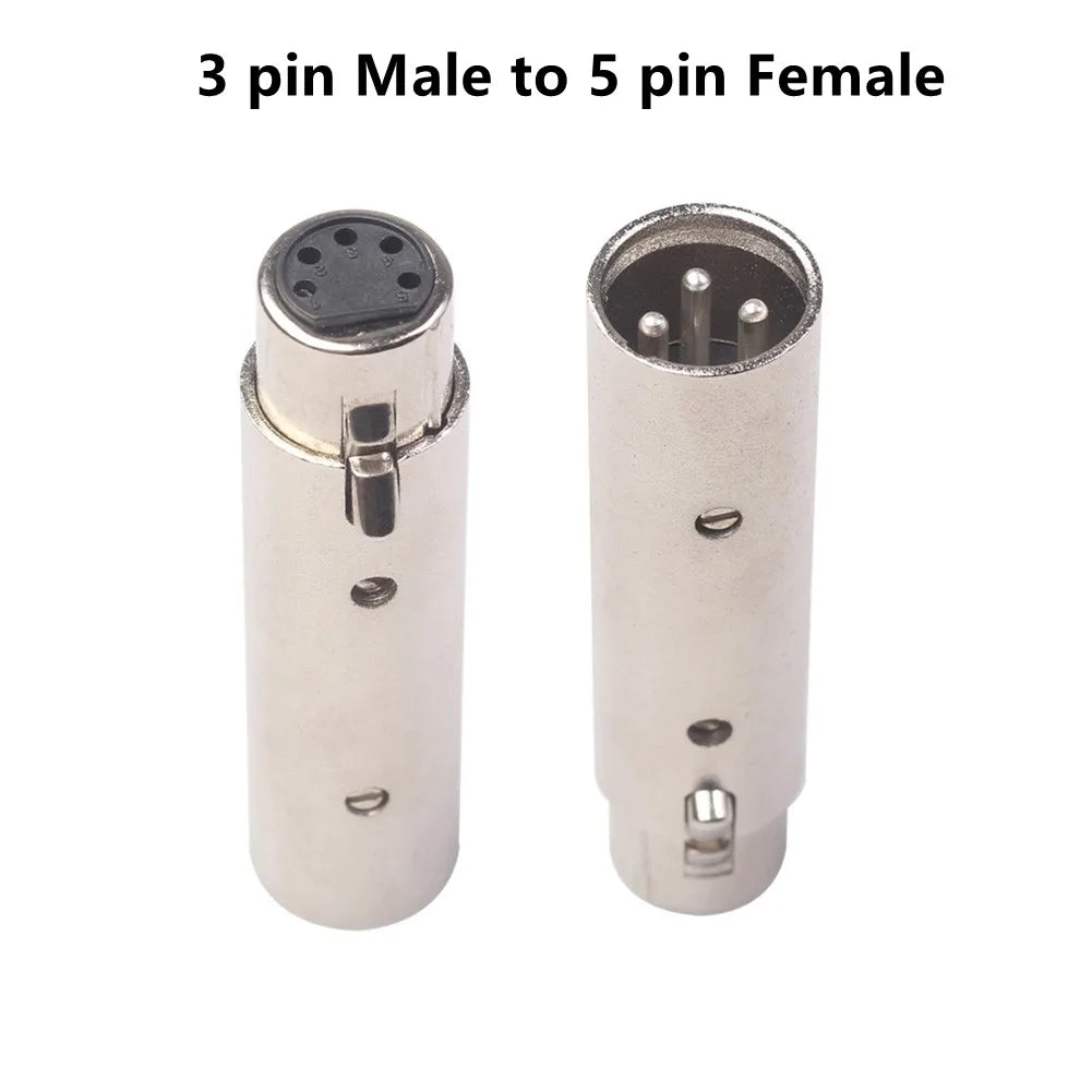 3 Pin XLR To 5 Pin DMX Metal Cased Converter Audio Lighting Adapter 3 Pin Male To 5 Pin Female Connector Stage And Theatre Light Oasis Select Male 5 pin Female