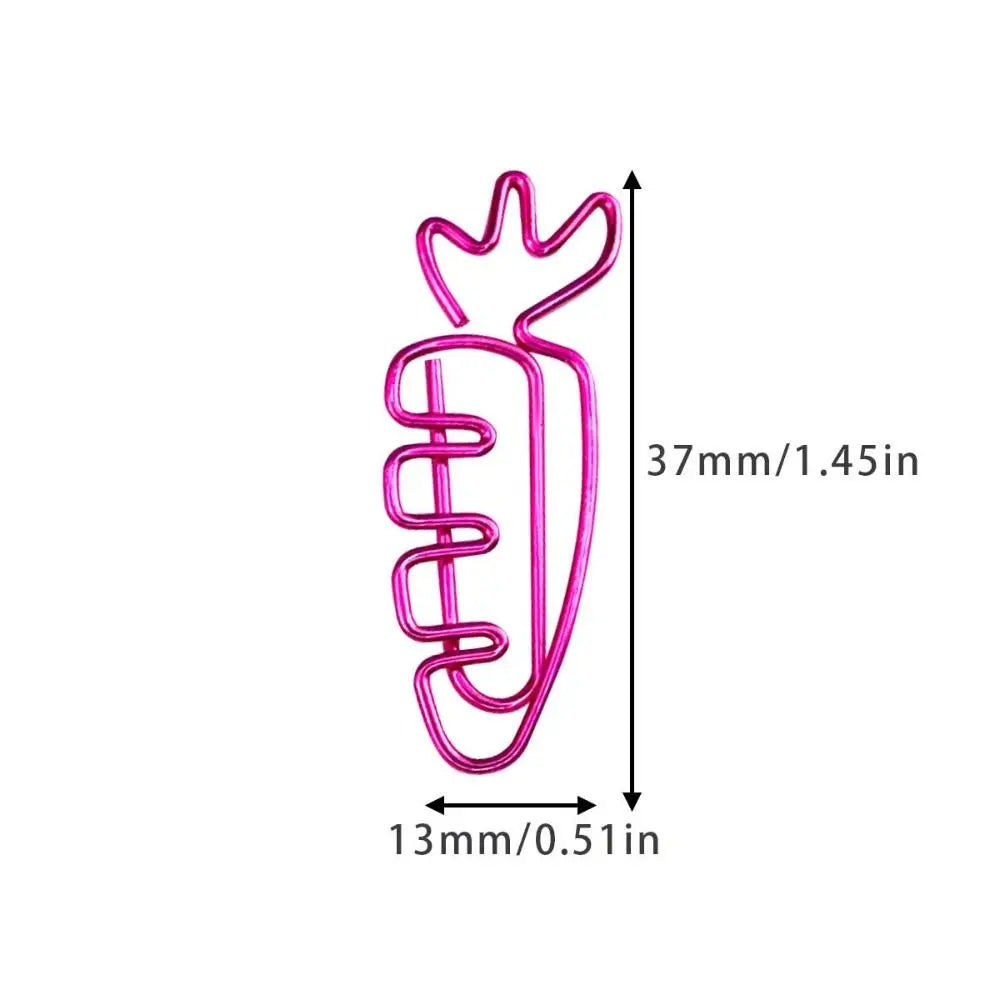 20pcs Students Stationery Carrot Shaped Paper Clips Cartoon Metal Metal Paperclip Cute Creative Bookmark Holder Office Oasis Select