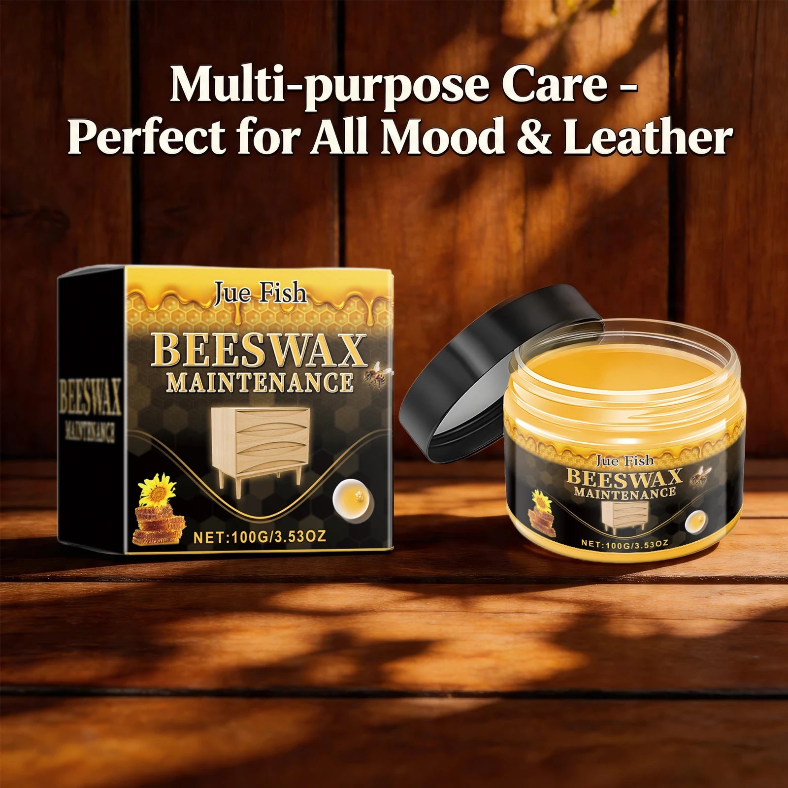Beeswax Polishing Paste for Furniture Solid Wood Restores Luster Prevent Drying & Cracking for Wood Floor, Cabinet, Table 100g Oasis Select