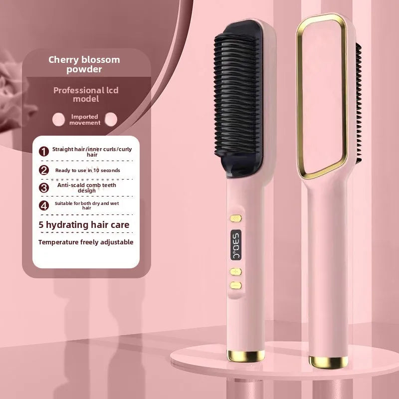 Multifunctional Styling Comb for Straight Curly and Soft Hair Temperature Control Rapid Heating Hair Straightener and Curler Too Oasis Select pink