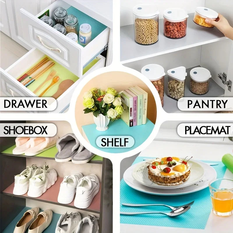 4PCS EVA Waterproof Refrigerator Liner Mat Washable Mildew Kitchen Pad Anti-oil Cabinet Drawer Placemat Heat-insulat Fridge Mat Oasis Select