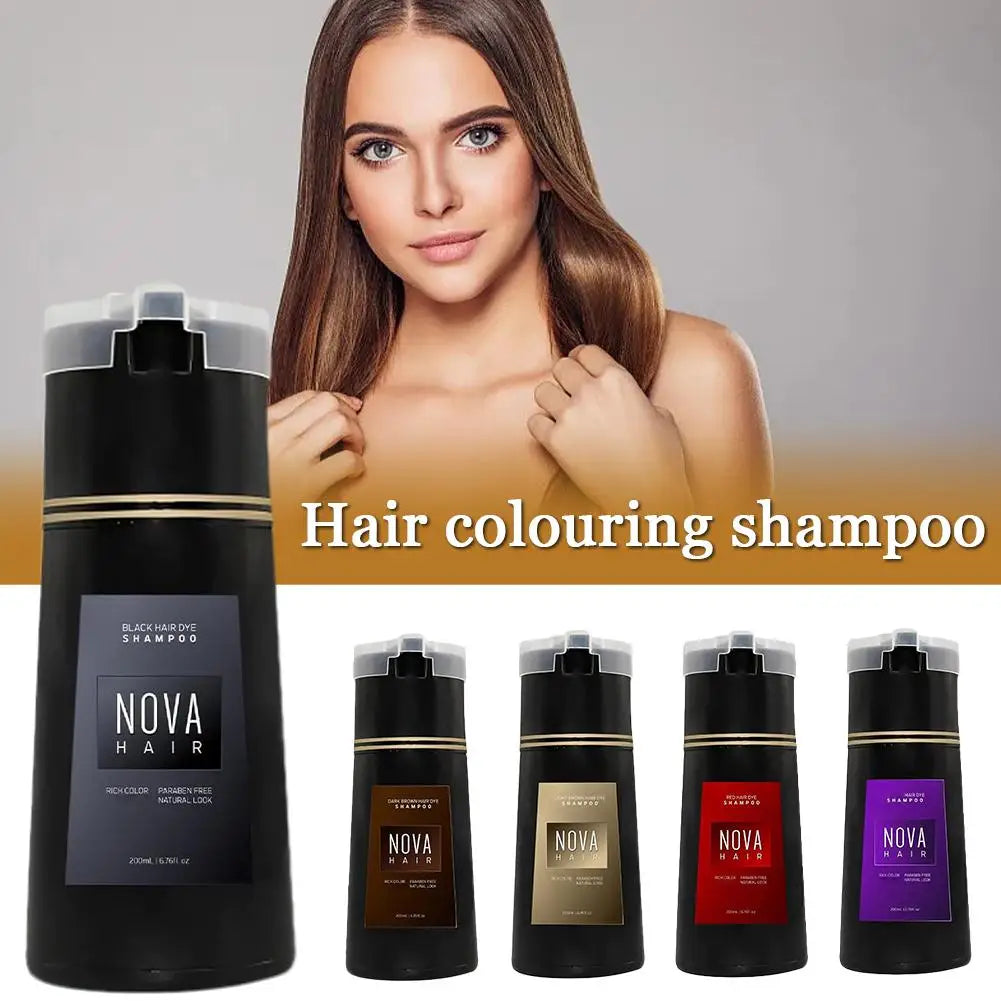 Nova Hair Dye Shampoo, Nova Hair Instant Dye Shampoo,Hair Dye Coloring Shampoo For Gray Hair Long Lasting Nourish For Men Women Oasis Select