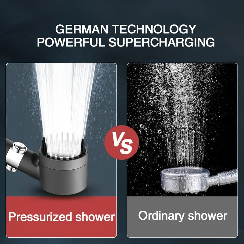 High Pressurized Filter Shower Head 3-mode Adjustable Spray with Massage Brush Rain Faucet Bathroom Accessories Oasis Select