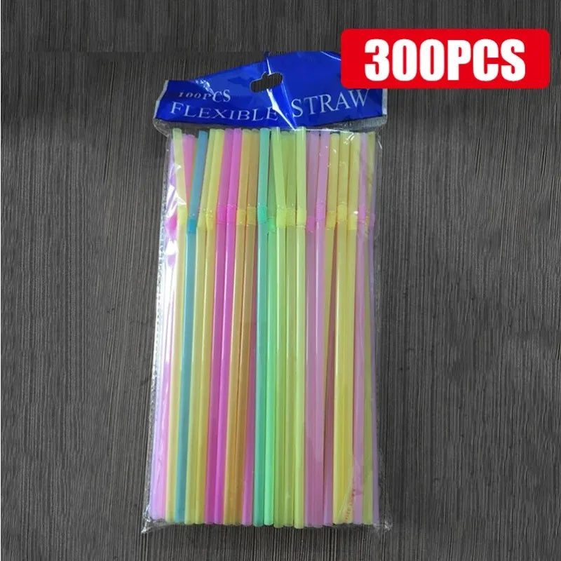Multicolor Fluorescent Straws Bendable Drinking Straws Beverage Kunststof Straws Wedding Decor Kitchen Beverage Party Supplies Oasis Select color3