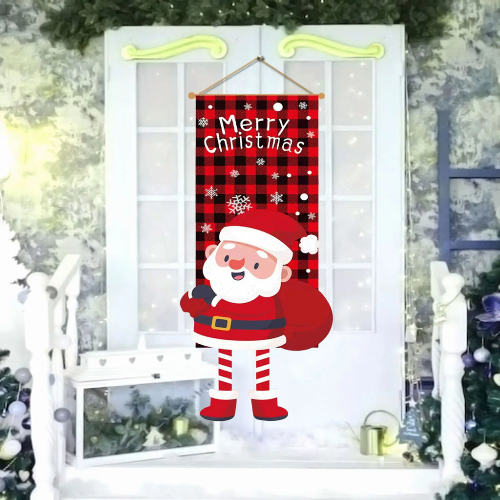 Christmas Door Hanging Flag, Christmas Wall Hanging Flag Merry Christmas Ornament Christmas Tree Flag for Wall Door Party Decor Oasis Select F