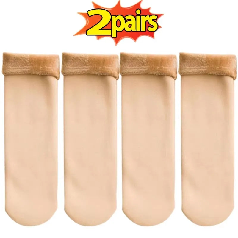 1-10Pairs Women Winter Warm Thicken Short Thermal Cashmere Wool Socks Nylon Snow Velvet Boots Home Floor Calcetines Mujer Sock Oasis Select 2pair-skin color
