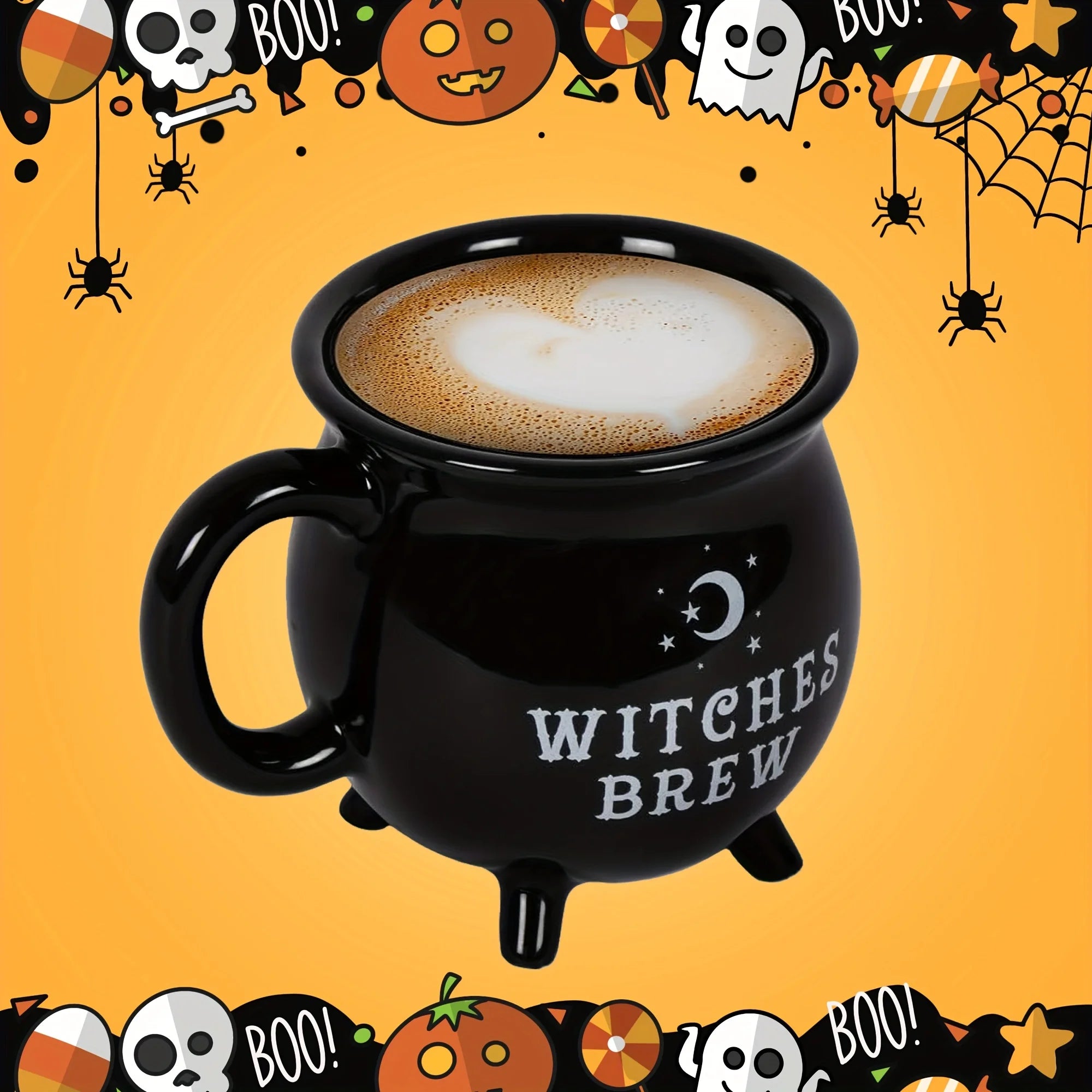 Witch Brew Ceramic Coffee Mug – 350ml Halloween Cauldron Cup Novelty Coffee Mug Oasis Select black 350ml