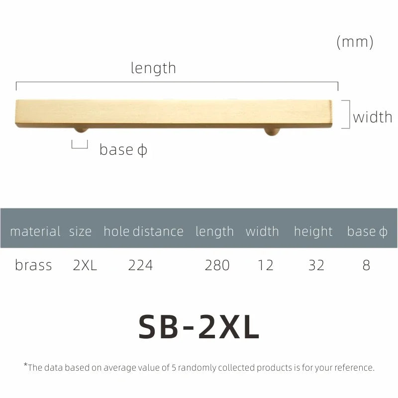 Brass Furniture Handles Modern Wardrobe Dresser Cupboard Drawer Cabinet Door Long Square Black/Gold Pulls Knobs Oasis Select SB-2XL