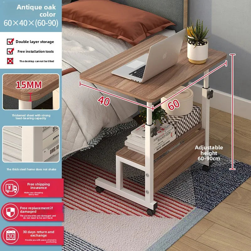 Multi-functional Computer desk Bedside table Mobile lifting small table Household small laptop holder with wheels Durable Oasis Select CBZ 60 40
